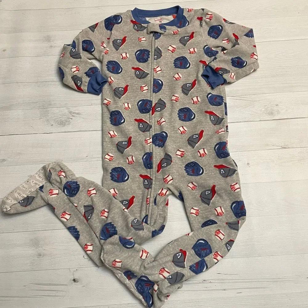 Carters fleece one piece footed baseball pajamas 5t‎
